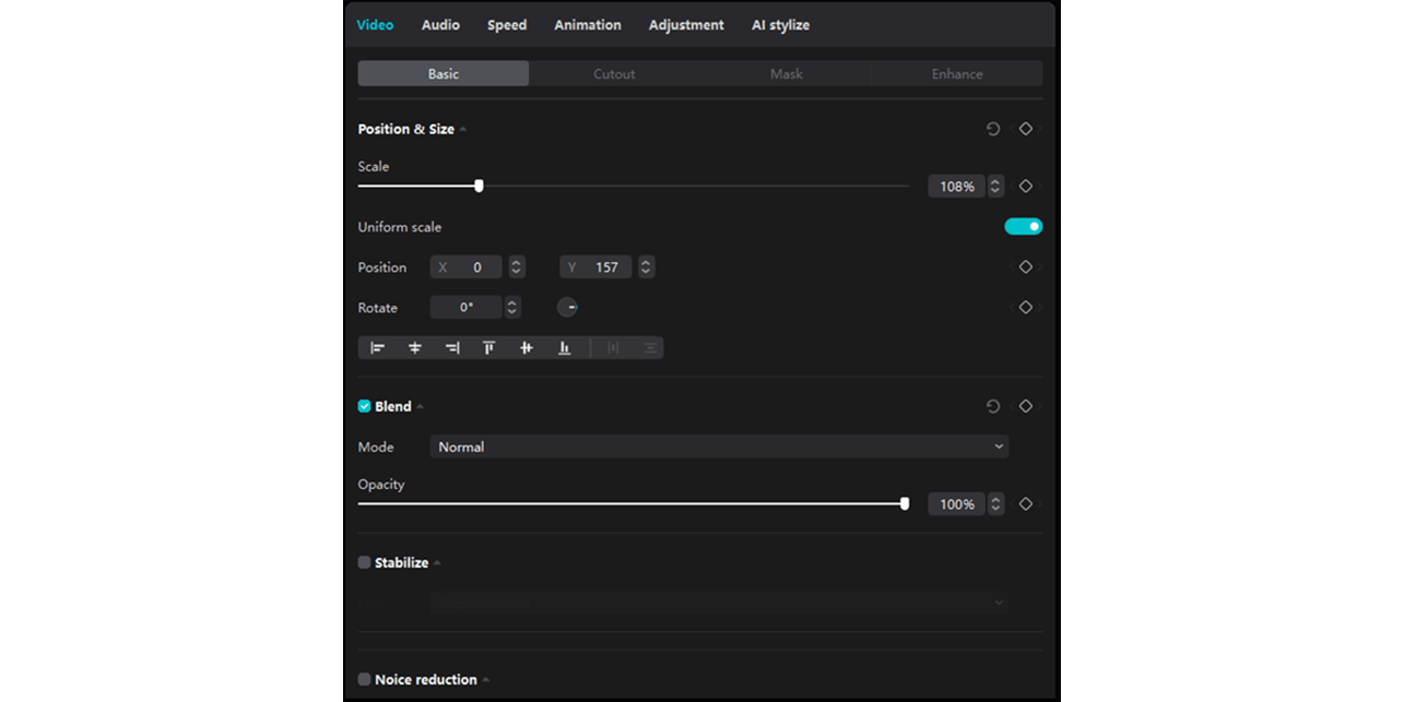 CapCut Desktop Settings Panel