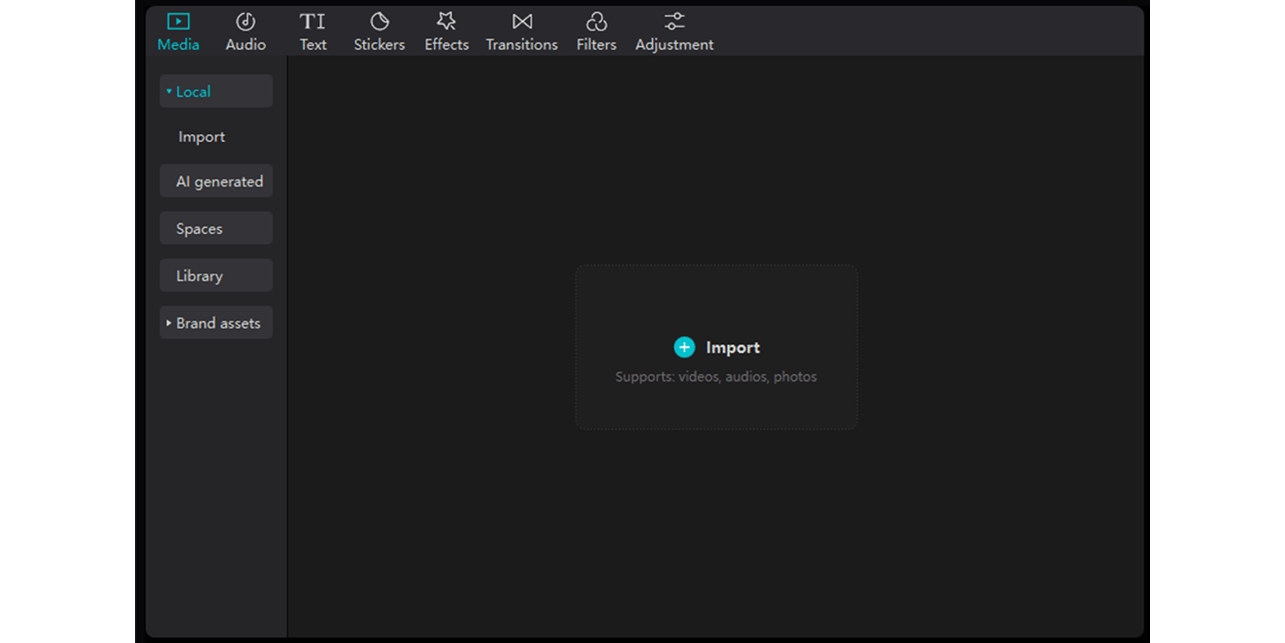 CapCut Desktop Media Tab